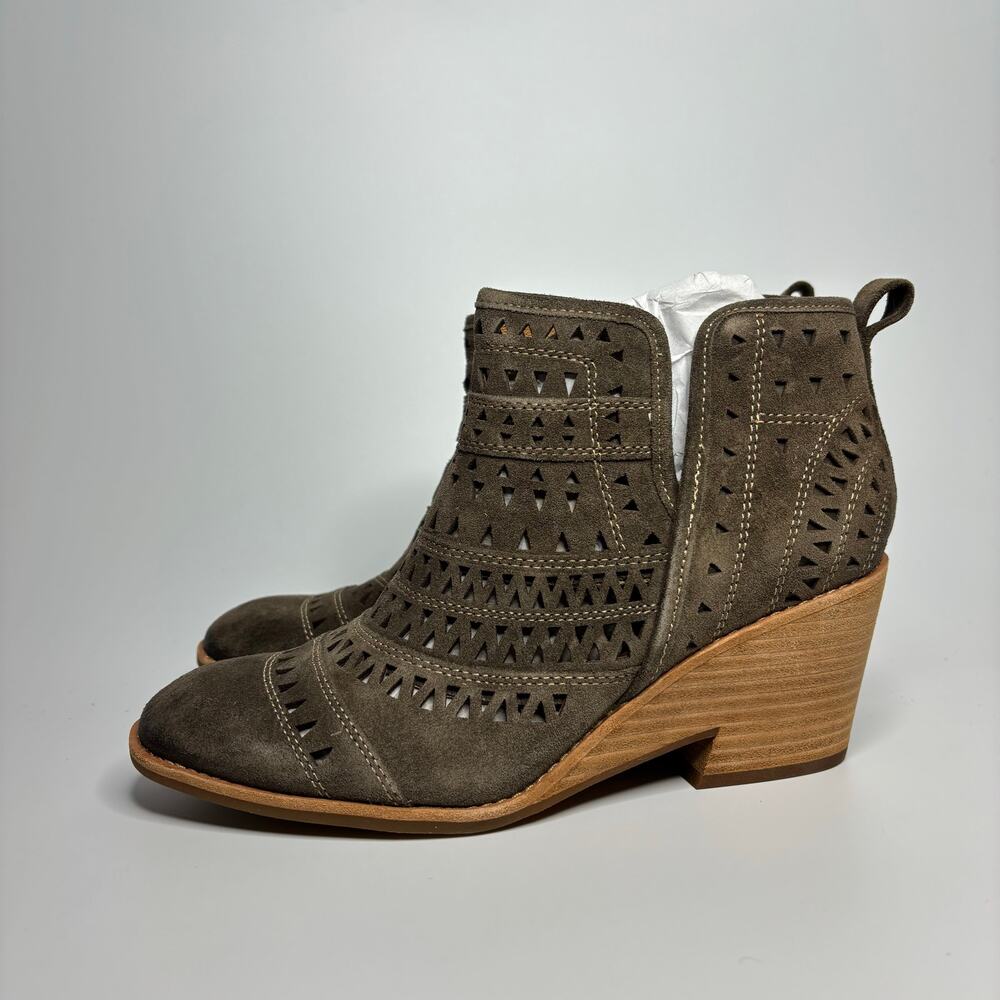 Sofft Sallie Perforated Suede Wedge Heeled Bootie in Taupe - Picture 5 of 9